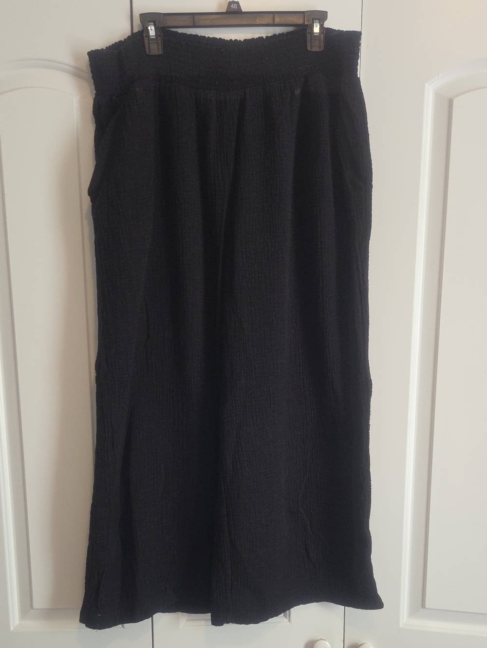 Women’s Black Beach Pants  with Shirred Waistband
